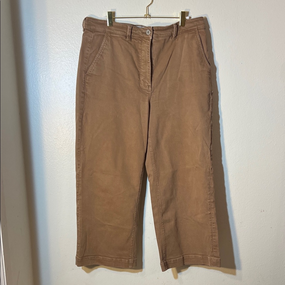 Everlane Brown Tan Camel Wide Leg Ankle Cropped Jeans - Size 16